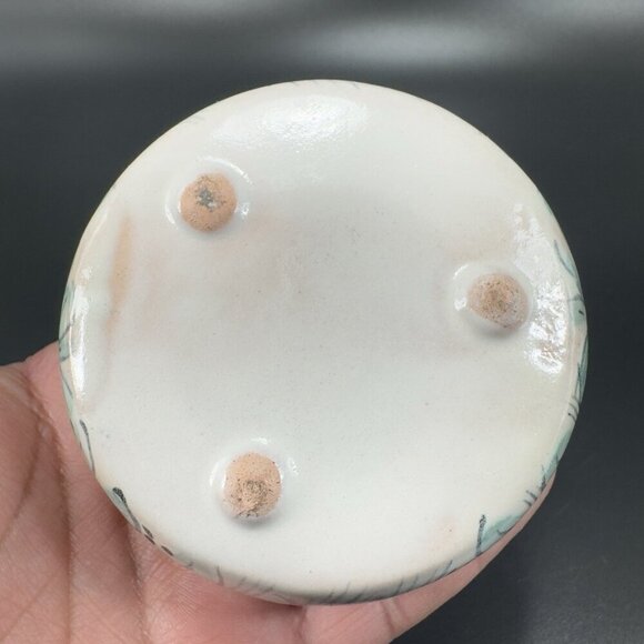 Mexico Pottery Folk Art Trinket Dish Jewelry Holder Container Jar Hand Made VTG - Picture 10 of 15